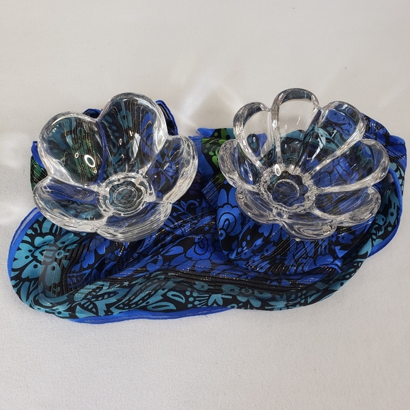 MIKASA AUSTRIA CLEAR  SCALLOPED FLORAL CRYSTAL VOTIVE CANDLE HOLDER SET GLASS - Picture 3 of 15